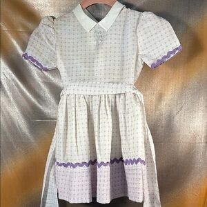 Vintage ‘Tiny Town Togs’ White and Purple Dress 50’s lavender & white G1 4t (?)